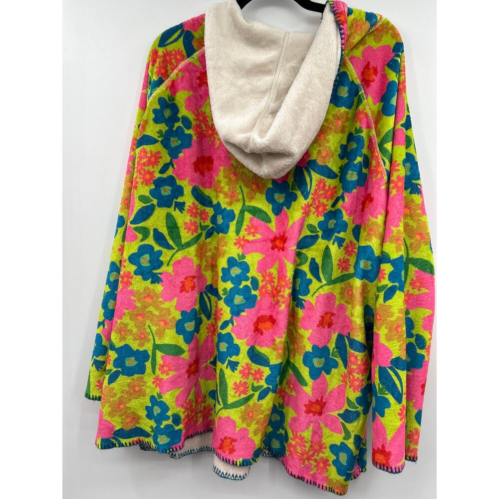 Natural Life Floral Blanket Style Hoodie One Size Oversized Boho Cozy Pullover - Picture 5 of 7
